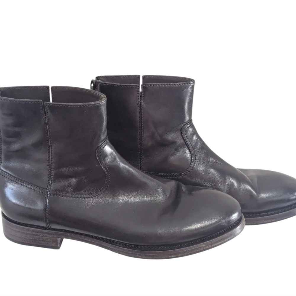 Project TWLV Flame Black Leather Ankle Boots... Size 42/US 9